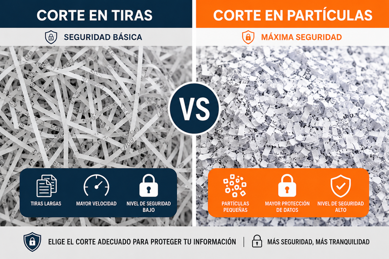 Corte en tiras o corte en partículas: ¿cuál es la diferencia?