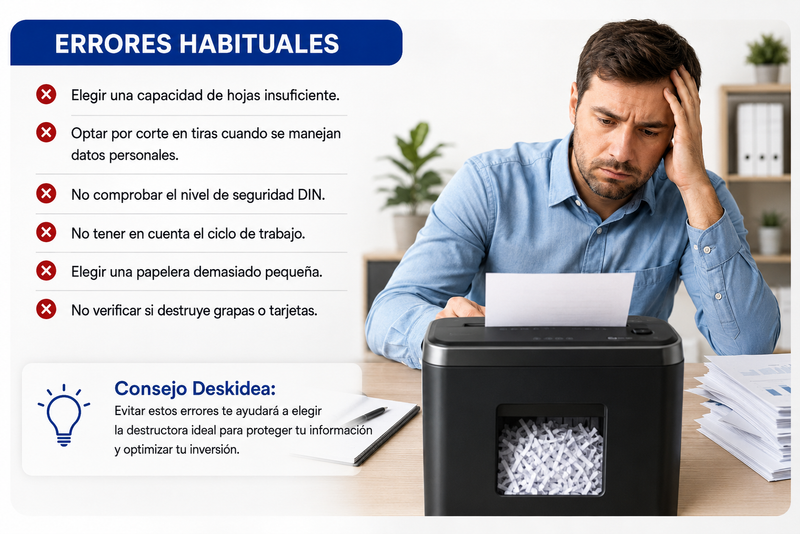 Errores habituales al comprar una destructora de papel