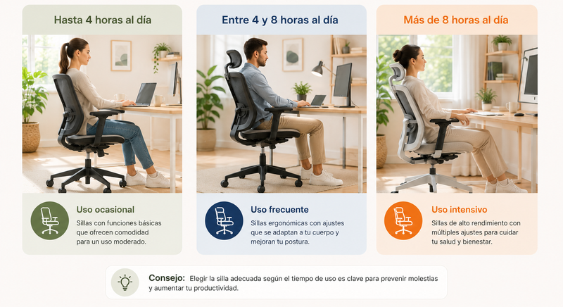 ¿Cuántas horas vas a utilizar la silla?