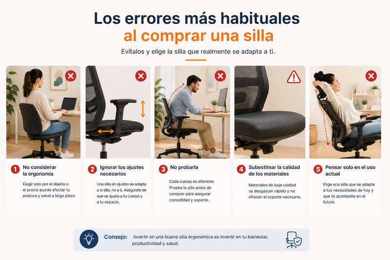 Los errores más habituales al comprar una silla