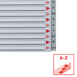 Abecedario multitaladro Esselte. DIN A4. Cartulina índice color. A-Z PP, gris