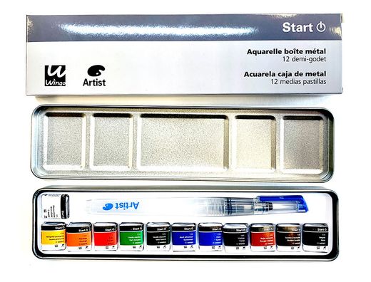 Acuarela artist start caja metal 12 colores surtidos + pincel rellenable