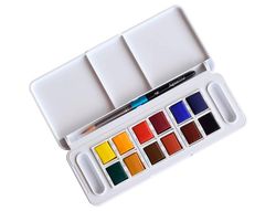Acuarela daler rowney aquafine travel set con pincel caja de 12 colores surtidos
