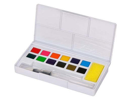 Acuarela liderpapel 12 colores con pincel de agua rellenable estuche de plastico