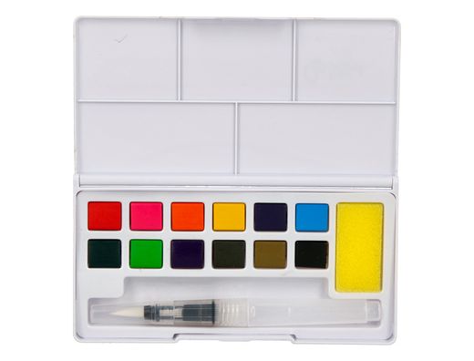 Acuarela liderpapel 12 colores con pincel de agua rellenable estuche de plastico