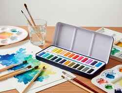 Acuarela liderpapel 24 colores con pincel estuche metalico