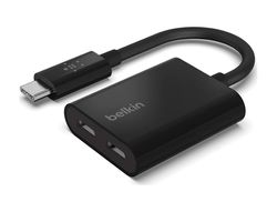Adaptador belkin f7u081btblk usb-c de audio y carga color negro
