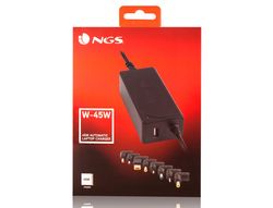 Adaptador de corriente ngs automatic 45w con 8 adaptadores y salida usb 2a