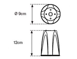 Adaptador para cono faru rojo alto 120 mm diametro 90 mm