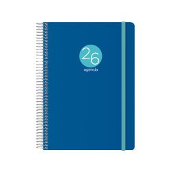 AGENDA ANUAL (2026) DOHE MEMPHIS ESPIRAL tapa PP con GOMA 150x210 D/P AZUL