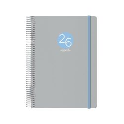 AGENDA ANUAL (2026) DOHE MEMPHIS ESPIRAL tapa PP con GOMA 150x210 D/P GRIS