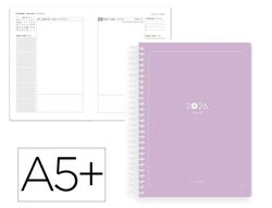 Agenda espiral antartik essentials A5+ 2026 día páginamorado papel 80g fsc