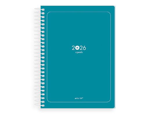 Agenda espiral antartik essentials A5+ 2026 día páginaturquesa papel 80g fsc