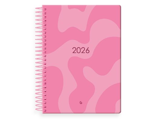 AGENDA ESPIRAL LIDERPAPEL SYROS 150X210 MM 2026 DIA PAGINA ROSA PAPEL 60 GR FSC