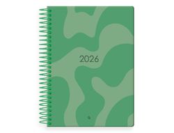 AGENDA ESPIRAL LIDERPAPEL SYROS 150X210 MM 2026 DIA PAGINA VERDE PAPEL 60GR FSC