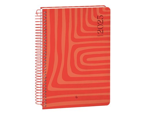 Agenda espiral liderpapel syros A5 2025 día página color rojo papel 60 gr catalan