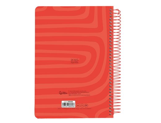 Agenda espiral liderpapel syros A5 2025 día página color rojo papel 60 gr catalan