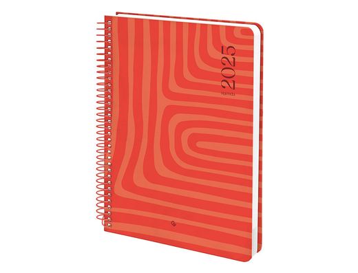 Agenda espiral liderpapel syros A5 2025 día página color rojo papel 60 gr catalan