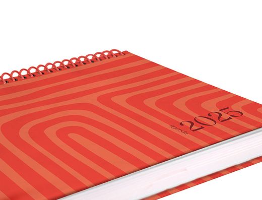 Agenda espiral liderpapel syros A5 2025 día página color rojo papel 60 gr catalan