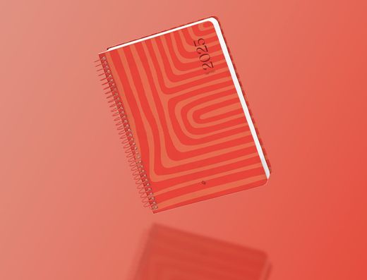 Agenda espiral liderpapel syros A5 2025 día página color rojo papel 60 gr catalan
