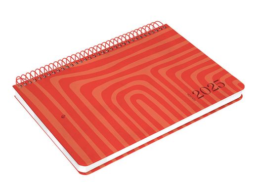 Agenda espiral liderpapel syros A5 2025 día página color rojo papel 60 gr catalan
