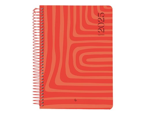 Agenda espiral liderpapel syros A5 2025 día página color rojo papel 60 gr catalan