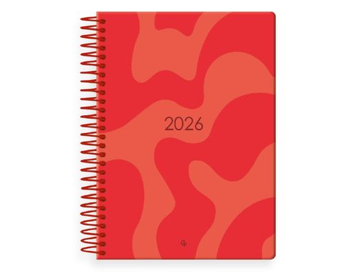Agenda espiral liderpapel syros A5 2026 día página rojo papel 60g fsc