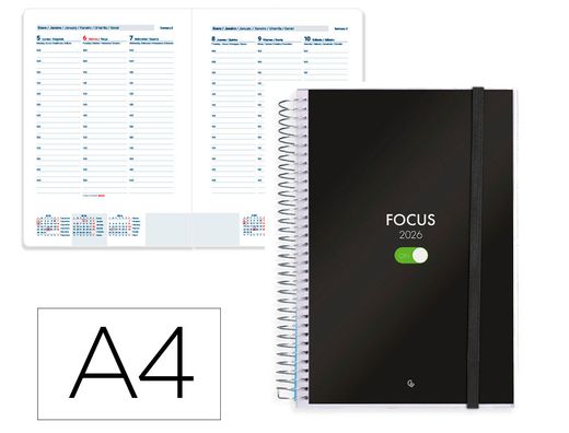 Agenda espiral liderpapel tinos a4 2026 semana vista personalizable papel 70 gr fsc