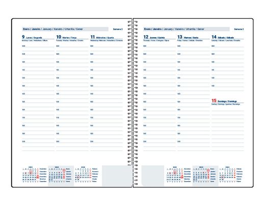 Agenda espiral liderpapel tinos a5 2023 semana vista portada polipropileno personalizable papel 70 gr