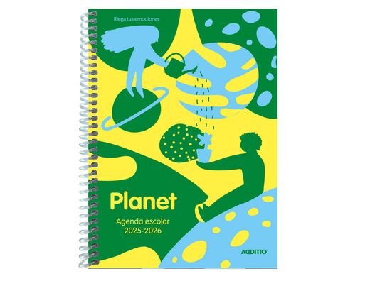 Agenda planet additio semana vista curso escolar comunicacion familia/centro primaria A5 colores surtidos