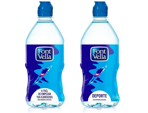 Agua mineral natural font vella botella de 75 cl