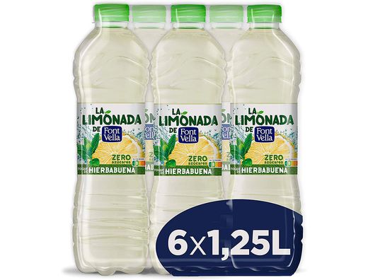Agua mineral natural font vella la limonada zero con zumo delimon botella de 1,25l