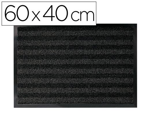 Alfombra para suelo q-connect premium para interiores antideslizante fibra polipropileno y fieltro gris 60x40 cm