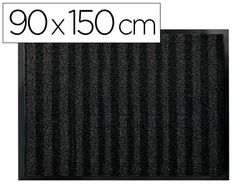 Alfombra para suelo q-connect premium para interiores antideslizante fibra polipropileno y fieltro gris 90x150 cm