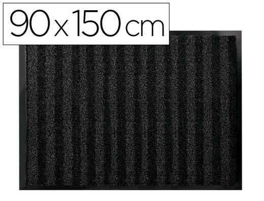 Alfombra para suelo q-connect premium para interiores antideslizante fibra polipropileno y fieltro gris 90x150 cm