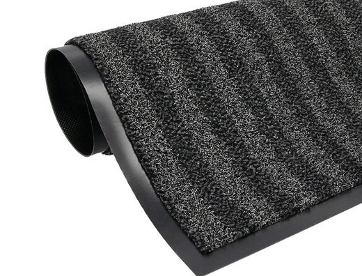 Alfombra para suelo q-connect premium para interiores antideslizante fibra polipropileno y fieltro gris 90x150 cm