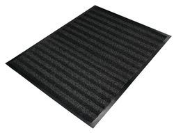 Alfombra para suelo q-connect premium para interiores antideslizante fibra polipropileno y fieltro gris 90x150 cm