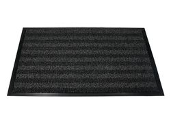 Alfombra para suelo q-connect premium para interiores antideslizante fibra polipropileno y fieltro gris 90x60 cm