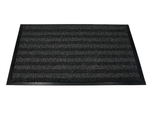 Alfombra para suelo q-connect premium para interiores antideslizante fibra polipropileno y fieltro gris 90x60 cm