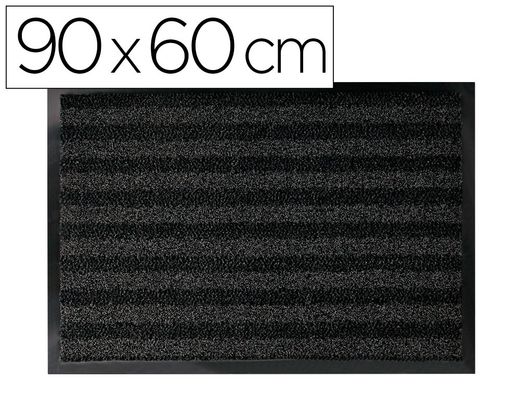 Alfombra para suelo q-connect premium para interiores antideslizante fibra polipropileno y fieltro gris 90x60 cm