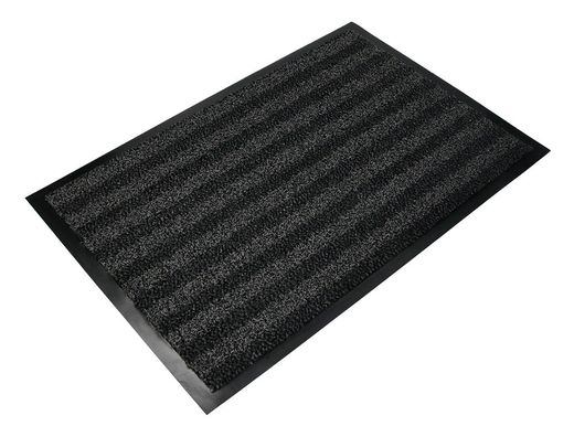 Alfombra para suelo q-connect premium para interiores antideslizante fibra polipropileno y fieltro gris 90x60 cm