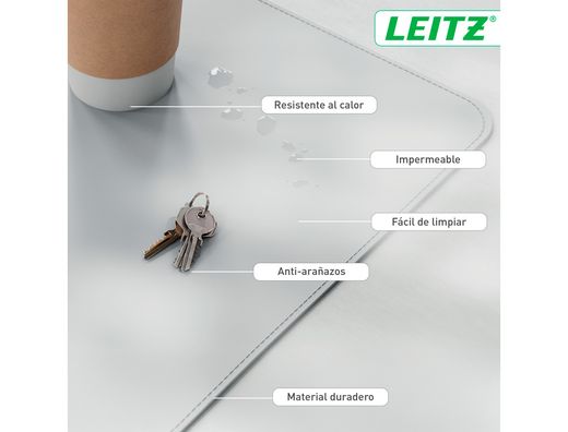 Alfombrilla de sobremesa leitz 80x40 cm color gris claro