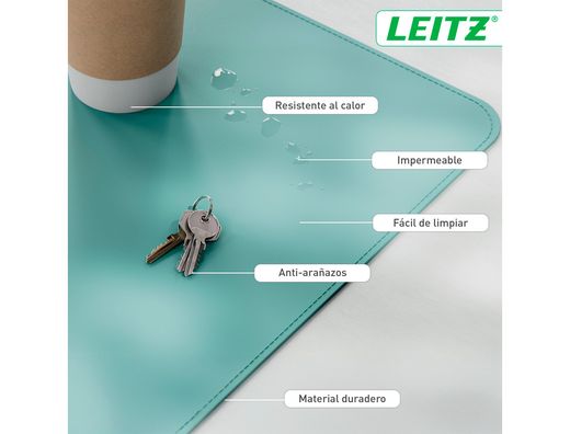 Alfombrilla de sobremesa leitz 80x40 cm color verde menta