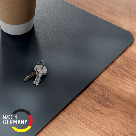 Alfombrilla de sobremesa reciclada de piel 70 x 36 cm, gris oscuro
