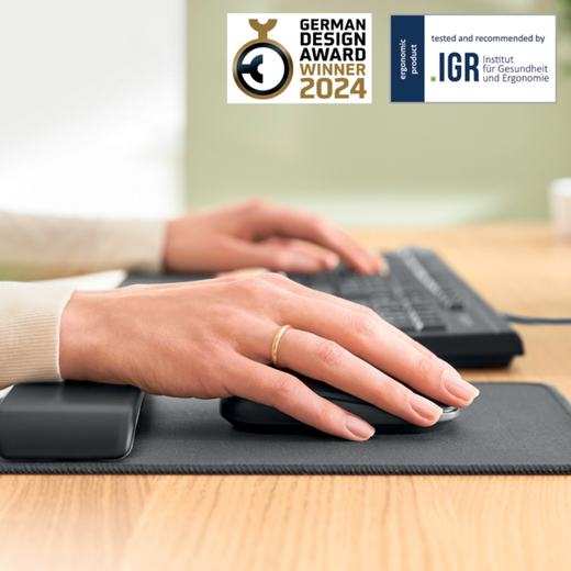 Alfombrilla para ratón con reposamuñecas ajustable Leitz Ergo, gris oscuro