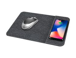 Alfombrilla para raton q-connect con cargador inalambrico color gris 300x220 mm