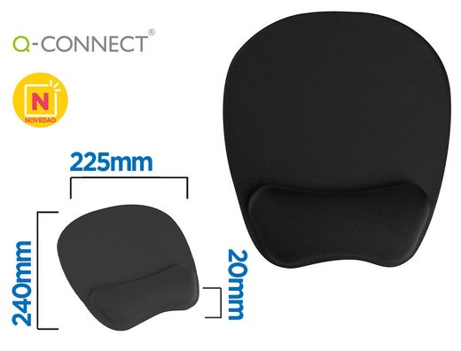 Alfombrilla para raton q-connect con reposamuÑecas ergonomica de gel color negro