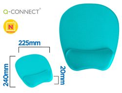 Alfombrilla para raton q-connect con reposamuÑecas ergonomica de gel color turquesa