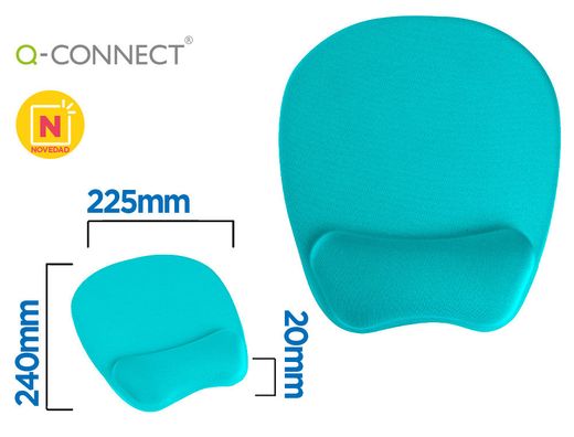 Alfombrilla para raton q-connect con reposamuÑecas ergonomica de gel color turquesa