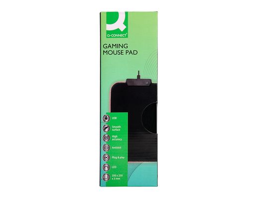 Alfombrilla para raton q-connect gaming iluminacion led conexion usb color negro 350x250x3 mm